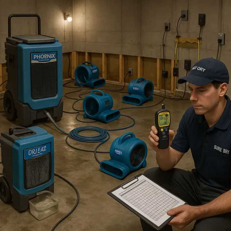 Structural Drying and Dehumidification process in Flossmoor, IL